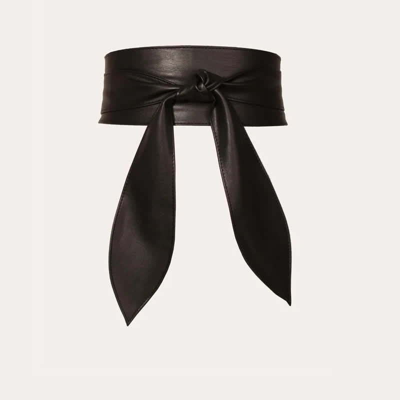 Damen-Korsettgürtel aus Leder mit breitem Bund und Wickeldesign - Schwarz - image 1