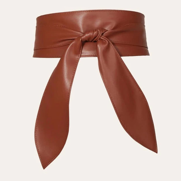 Damen-Korsettgürtel aus Leder mit breitem Bund und Wickeldesign - Kaffee - image 4