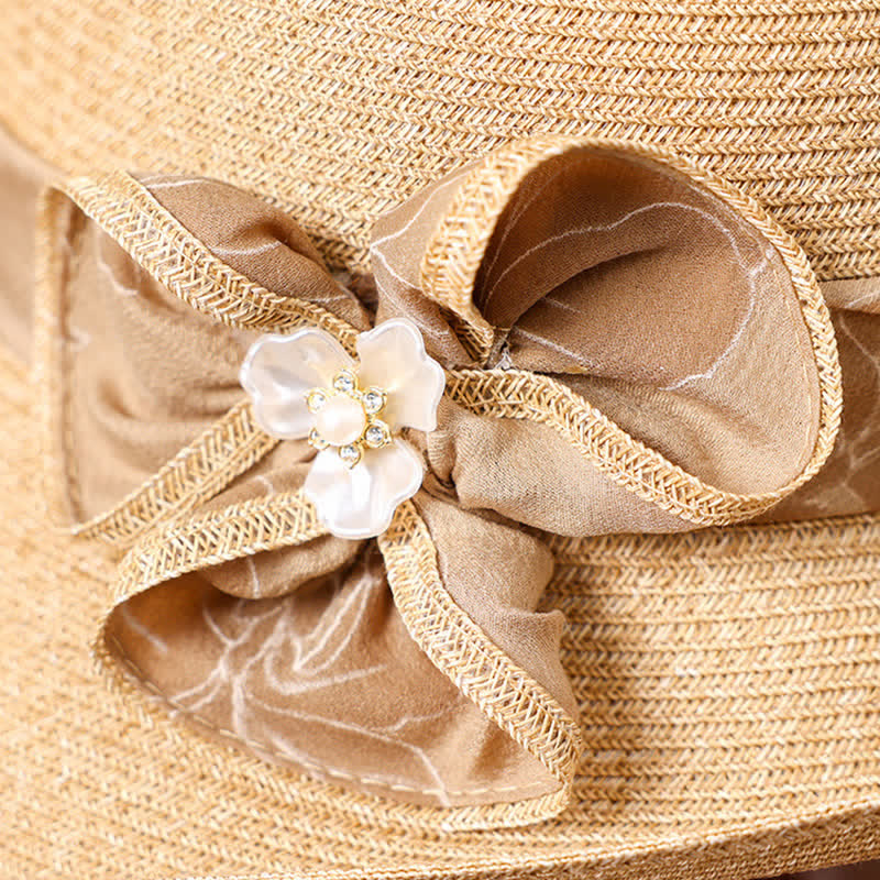 Damen Sonnenhut mit Blumenband und Gänseblümchen-Dekor