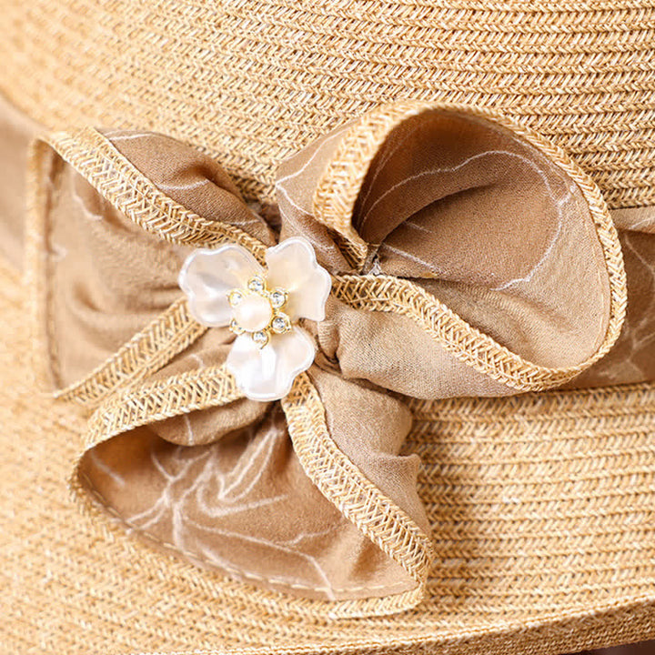 Damen Sonnenhut mit Blumenband und Gänseblümchen-Dekor