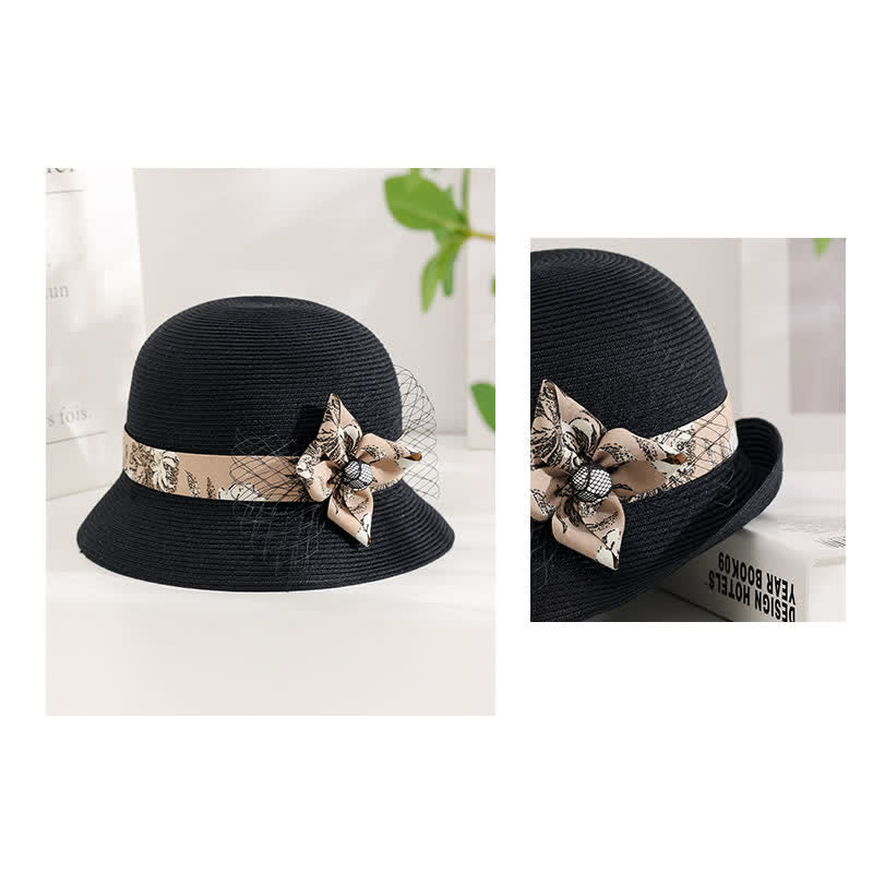 Eleganter Sommer-Strohhut im römischen Stil für Damen mit Blumendekor