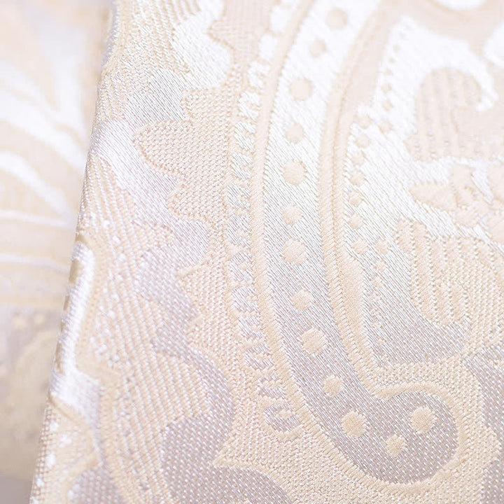 2-teiliges Herren-Krawatten-Corsagen-Set mit breiten Paisley-Motiven in Champagner
