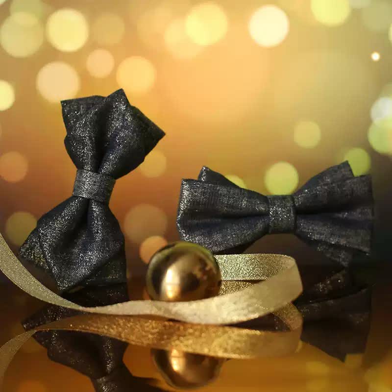 Schwarze Fliege für Herren mit dezenten goldenen glitzernden Details