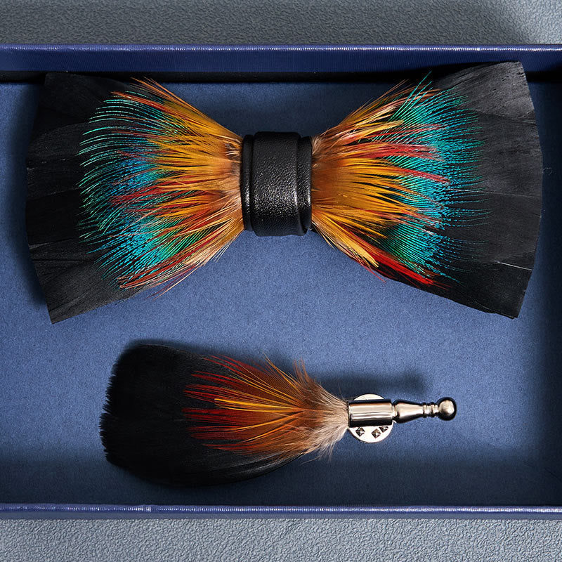 Schwarze und bunte Blüten-Feder-Fliege für Kinder mit Reversnadel - image 3