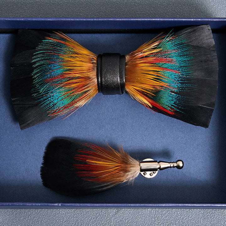 Schwarze und bunte Blüten-Feder-Fliege für Kinder mit Reversnadel - image 3