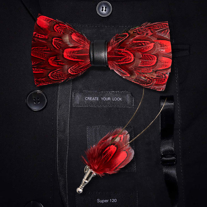 Crison &amp; Black Pfauenfeder Fliege mit Reversnadel