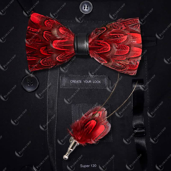 Crison &amp; Black Pfauenfeder Fliege mit Reversnadel