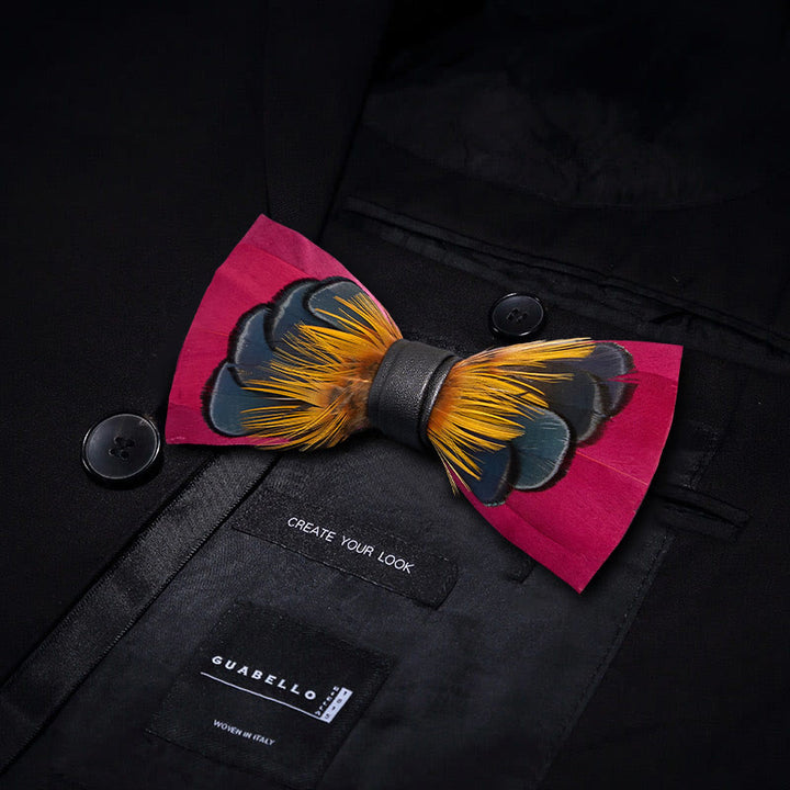 Rosa & Orange Symmetrische Federfliege mit Reversnadel