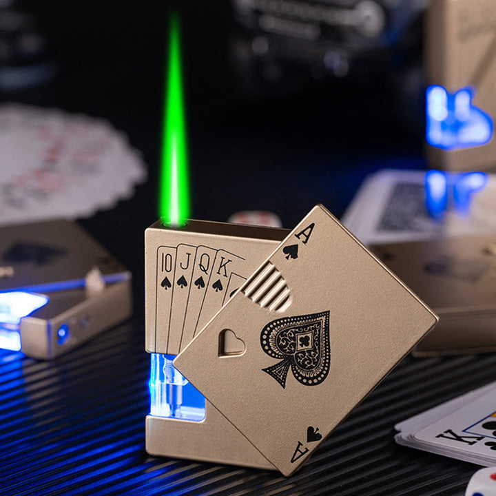 Poker Luminous Visible Air Tank Nachfüllbares Butanfeuerzeug