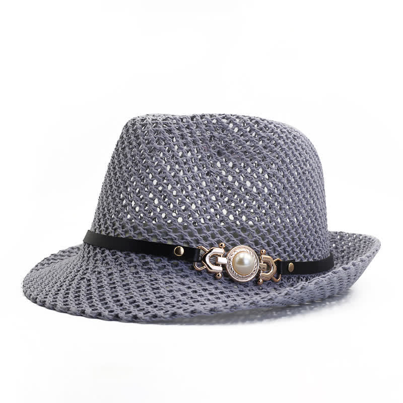 Atmungsaktives Panama-Fedora-Hut aus gestricktem Netzgewebe für Herren