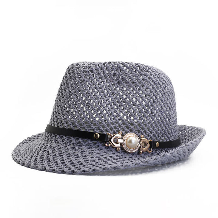 Atmungsaktives Panama-Fedora-Hut aus gestricktem Netzgewebe für Herren