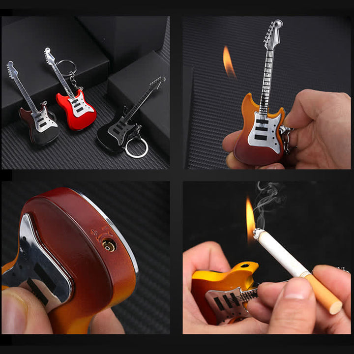 Aufblasbarer Butanfeuerzeug-Schlüsselanhänger in Gitarrenform
