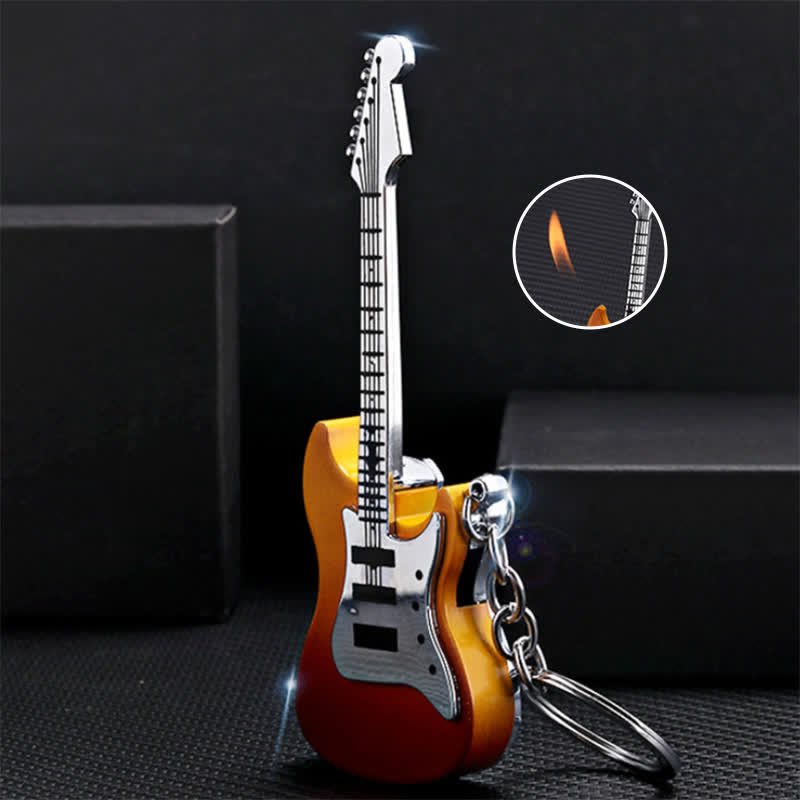 Aufblasbarer Butanfeuerzeug-Schlüsselanhänger in Gitarrenform - Braun - image 0