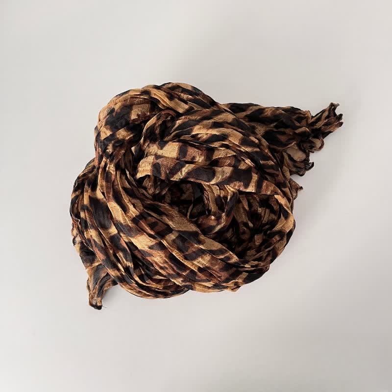 Dünner Herbstschal aus Baumwolle und Leinen mit Leopardenmuster für Damen