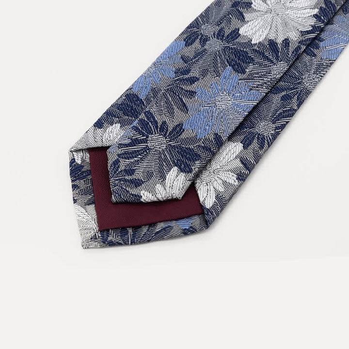 Herren Krawatte in Grau & Blau mit Gänseblümchenmuster