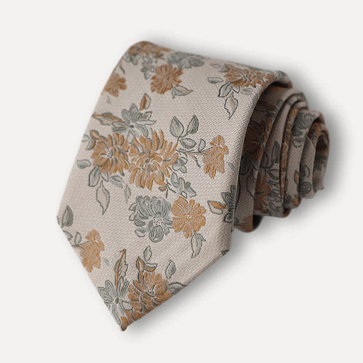 Herrenkrawatte mit Chrysanthemen-Blumenmuster für den Freizeitbereich