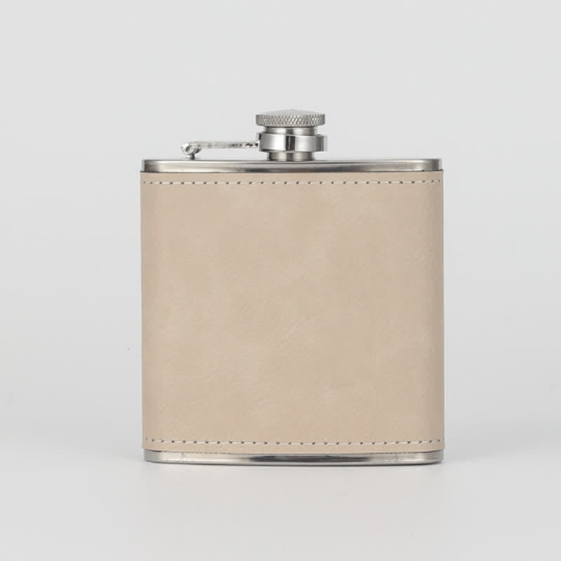 6 oz personalisierter, gravierter tragbarer Flachmann aus Leder