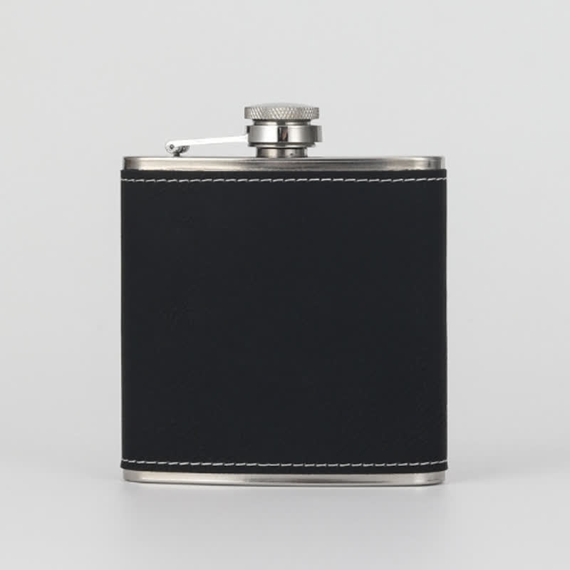 6 oz personalisierter, gravierter tragbarer Flachmann aus Leder