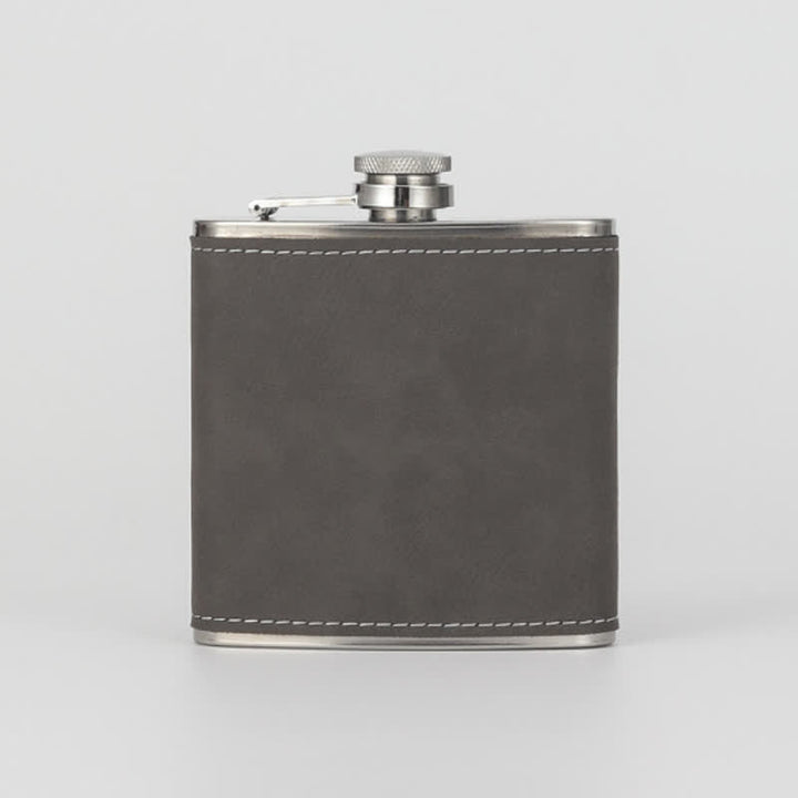6 oz personalisierter, gravierter tragbarer Flachmann aus Leder