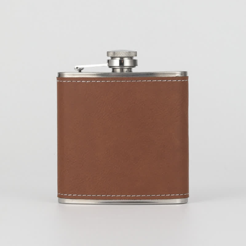6 oz personalisierter, gravierter tragbarer Flachmann aus Leder