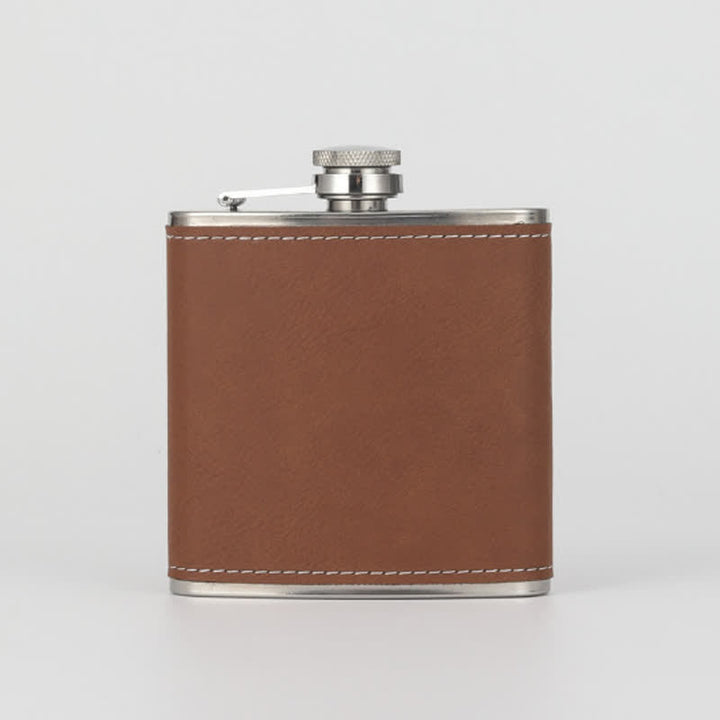 6 oz personalisierter, gravierter tragbarer Flachmann aus Leder