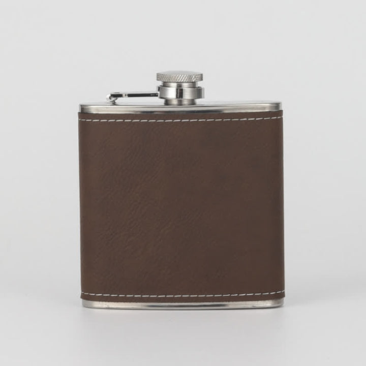 6 oz personalisierter, gravierter tragbarer Flachmann aus Leder