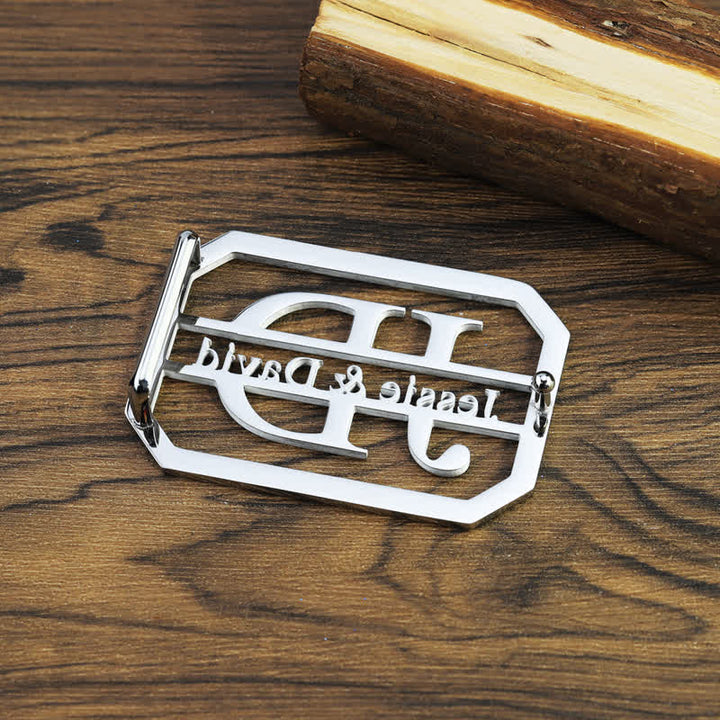 Benutzerdefinierter Name & Initialen Silber DIY Schnalle Ledergürtel