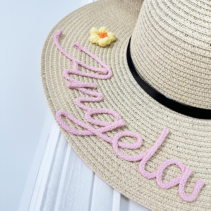 Damen benutzerdefinierte Name personalisierte Strand Stroh Fedora Hut