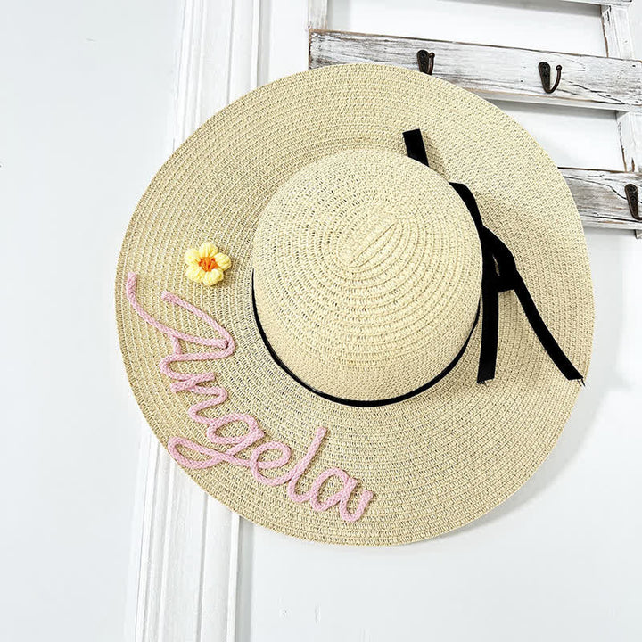 Damen benutzerdefinierte Name personalisierte Strand Stroh Fedora Hut