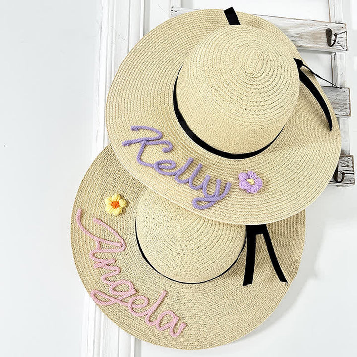Damen benutzerdefinierte Name personalisierte Strand Stroh Fedora Hut