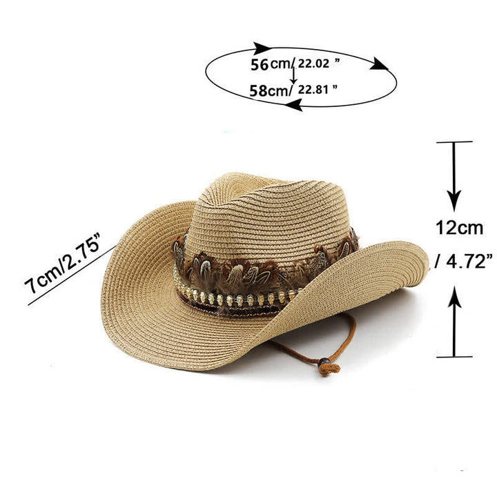 Sommerlicher Cowboyhut aus Stroh mit Federband
