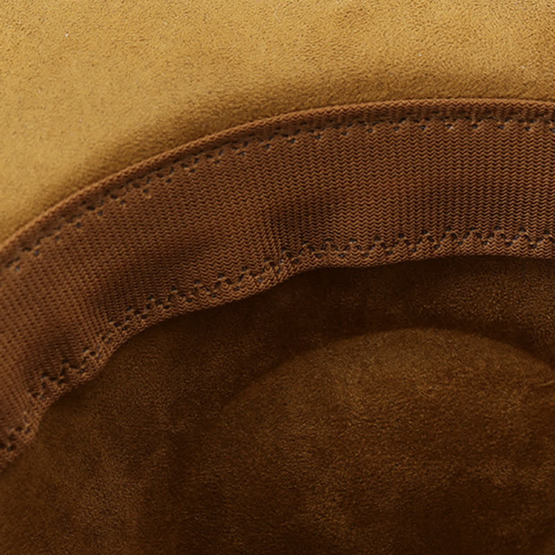Punk-Cowboyhut mit goldener Metallkette und ganzjährigem Wildleder-Samt
