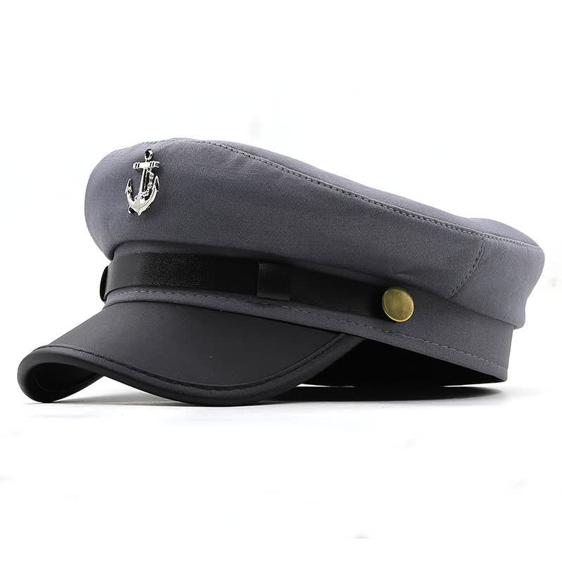 Damen Schiffsanker Marinemütze Flat Top Baskenmütze