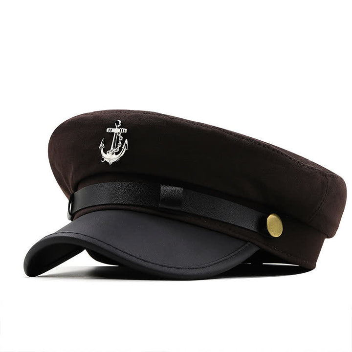 Damen Schiffsanker Marinemütze Flat Top Baskenmütze
