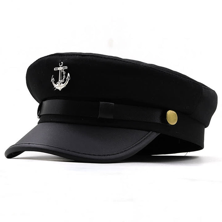 Damen Schiffsanker Marinemütze Flat Top Baskenmütze