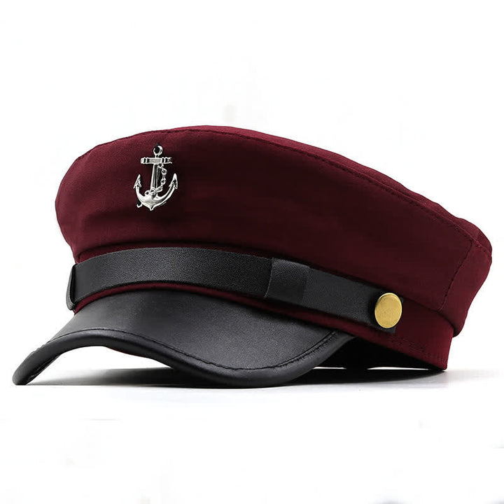 Damen Schiffsanker Marinemütze Flat Top Baskenmütze
