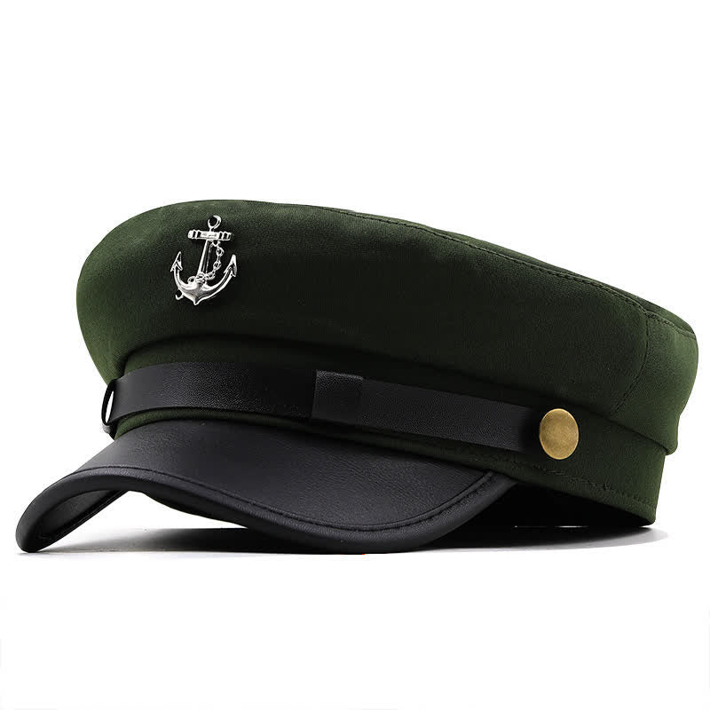 Damen Schiffsanker Marinemütze Flat Top Baskenmütze