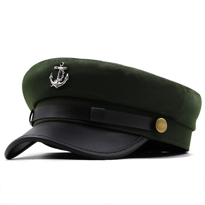 Damen Schiffsanker Marinemütze Flat Top Baskenmütze