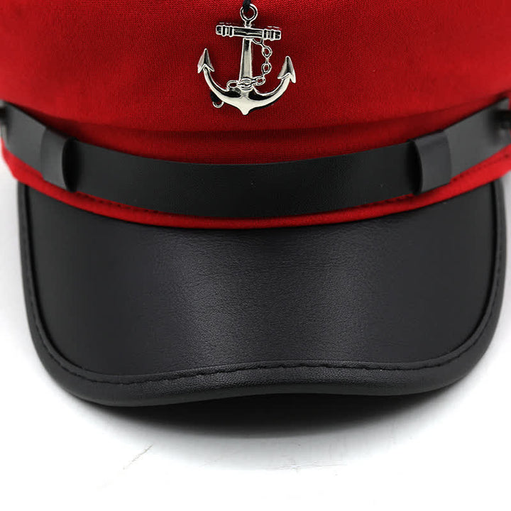 Damen Schiffsanker Marinemütze Flat Top Baskenmütze