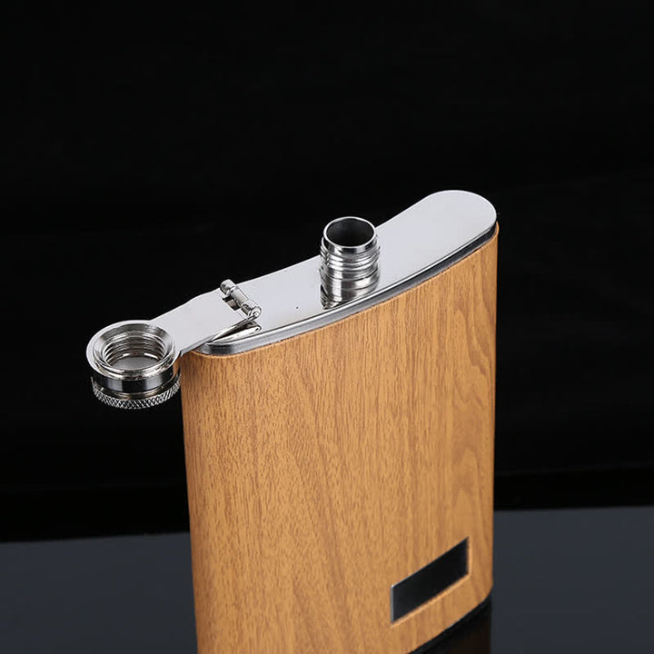 6-teiliges Geschenkset mit Tasse und 9-oz-Flasche aus Holzmaserung und Lederfurnier