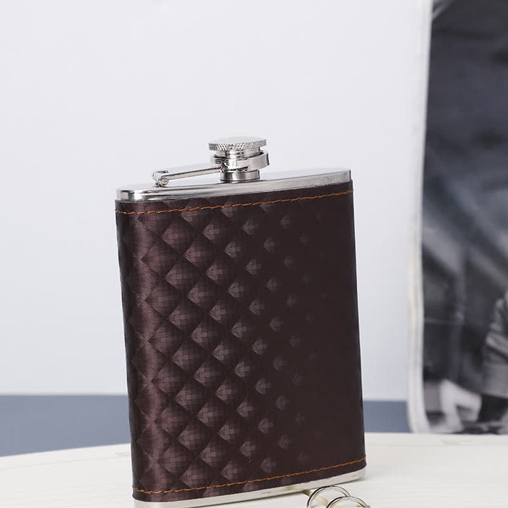 5-teiliges Geschenkset mit kleinem Krug und Flaschenöffner aus braunem Leder, 237 ml