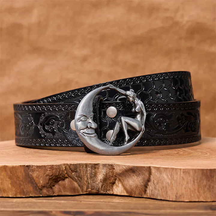 Herren DIY Neuheit Moon Lady Schnalle Ledergürtel