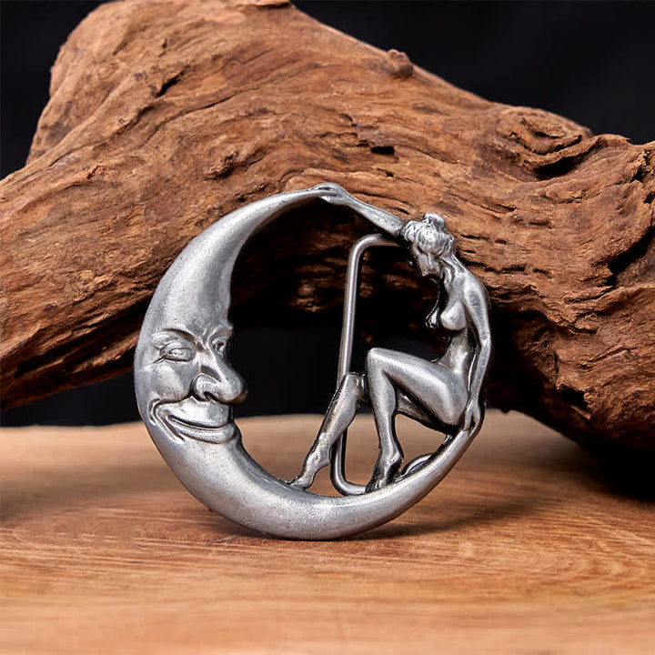 Herren DIY Neuheit Moon Lady Schnalle Ledergürtel