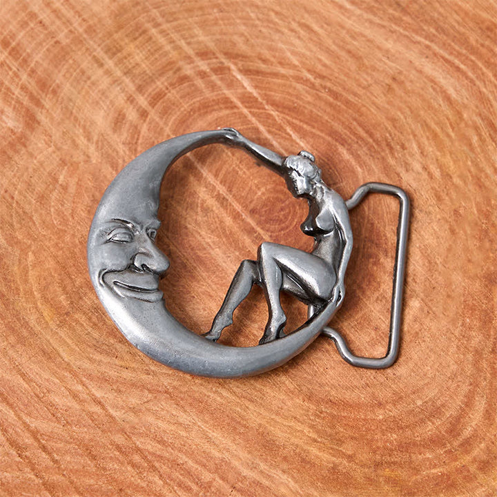 Herren DIY Neuheit Moon Lady Schnalle Ledergürtel