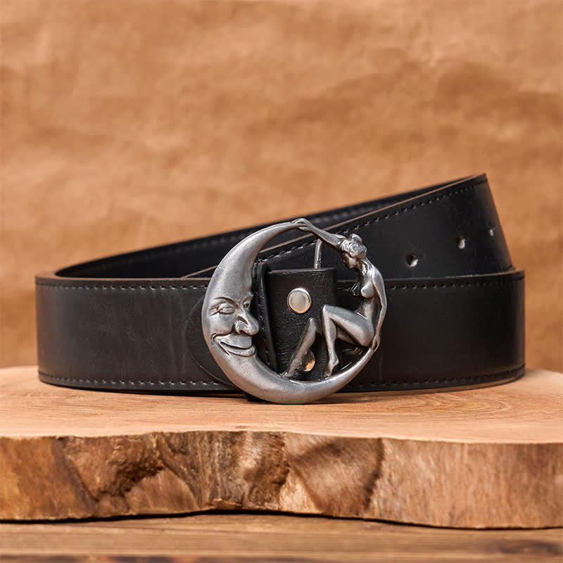 Herren DIY Neuheit Moon Lady Schnalle Ledergürtel