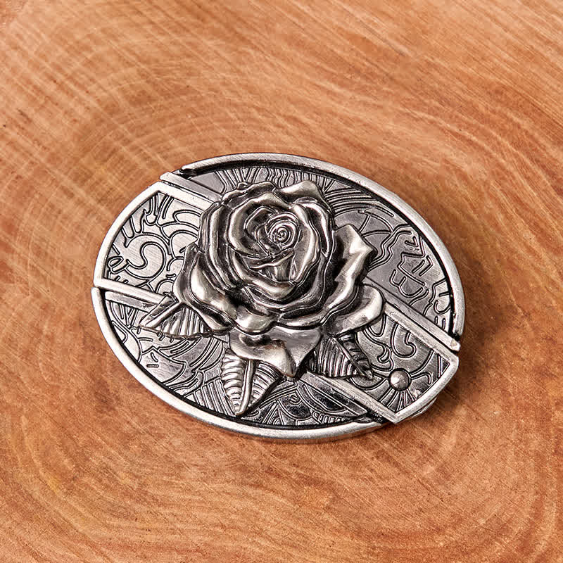 Herren DIY Western Rose Verstecktes Klappmesser Ledergürtel