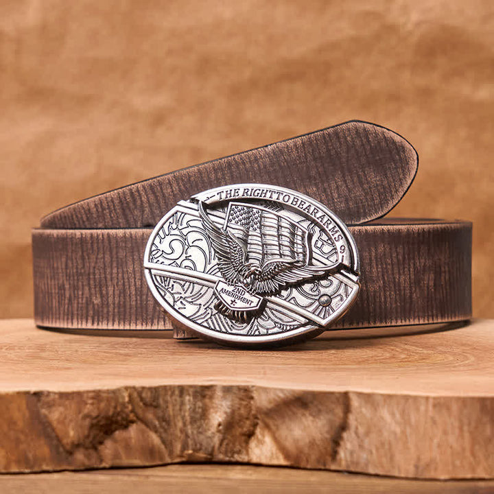 Herren DIY Adler USA Flagge Verstecktes Klappmesser Ledergürtel - Adler - Brauner Distressed-Gürtel - 42 - image 12