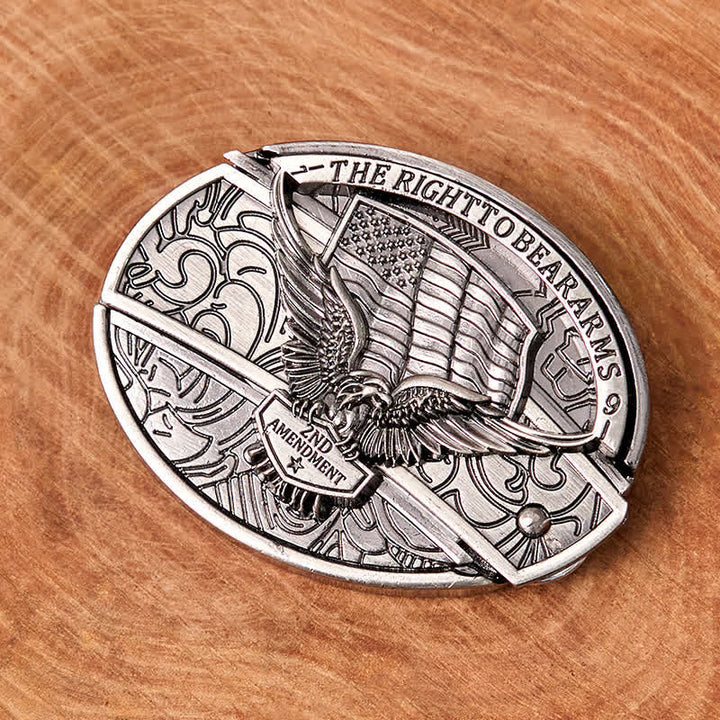 Herren DIY Adler USA Flagge Verstecktes Klappmesser Ledergürtel - image 5