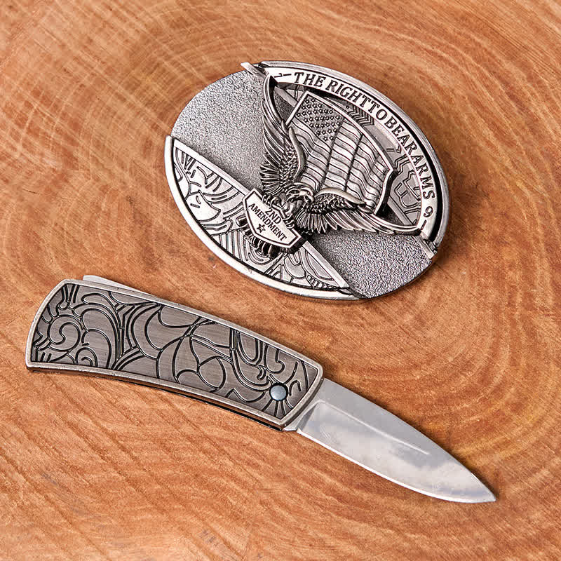 Herren DIY Adler USA Flagge Verstecktes Klappmesser Ledergürtel - image 1