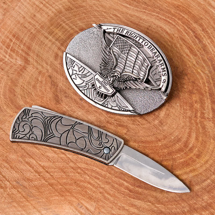 Herren DIY Adler USA Flagge Verstecktes Klappmesser Ledergürtel - image 1